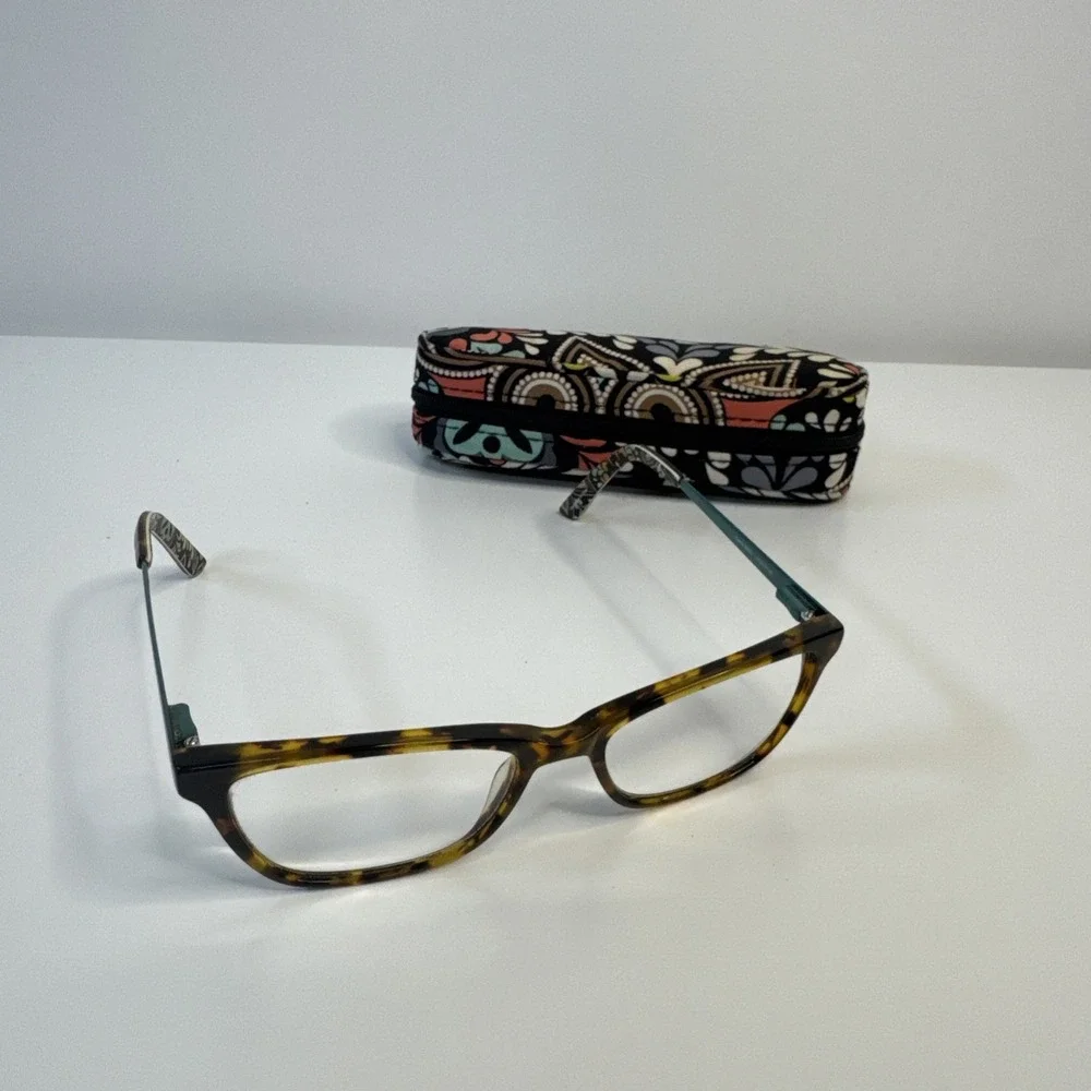 Vera Bradley Sierra Brown Tortuoise Teal Eyeglass Frames 51-16-140 with Case